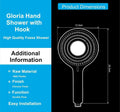 Gloria Hand Shower – High Pressure, 2 Spray Modes, Chrome Finish